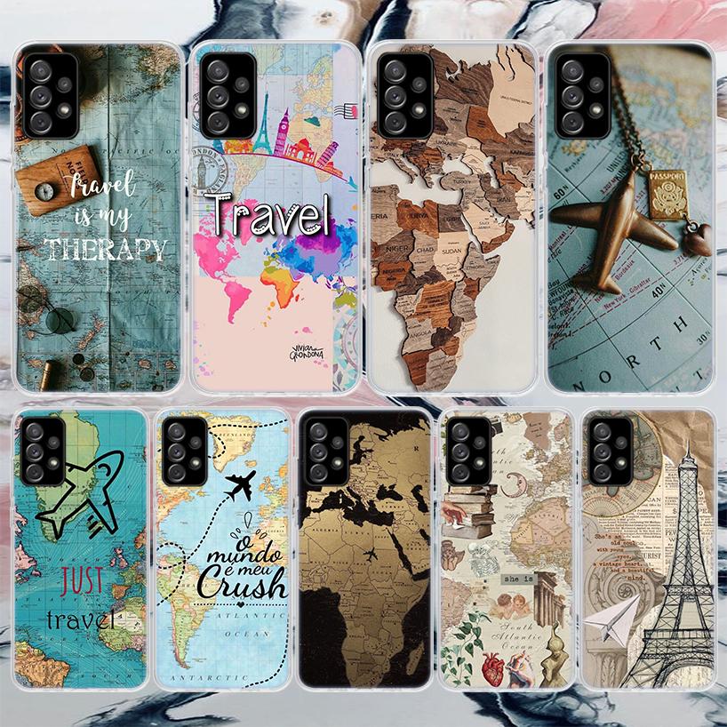 World Map Travel Plans Soft Phone Case For Samsung Galaxy A16 A26 A36 A56 A15 A14 A13 A55 A54 A53 A35 A34 A33 A25 A24 A23 A05S A