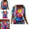 Summer Casual T Shirt With Floral Print And V Neck For Women