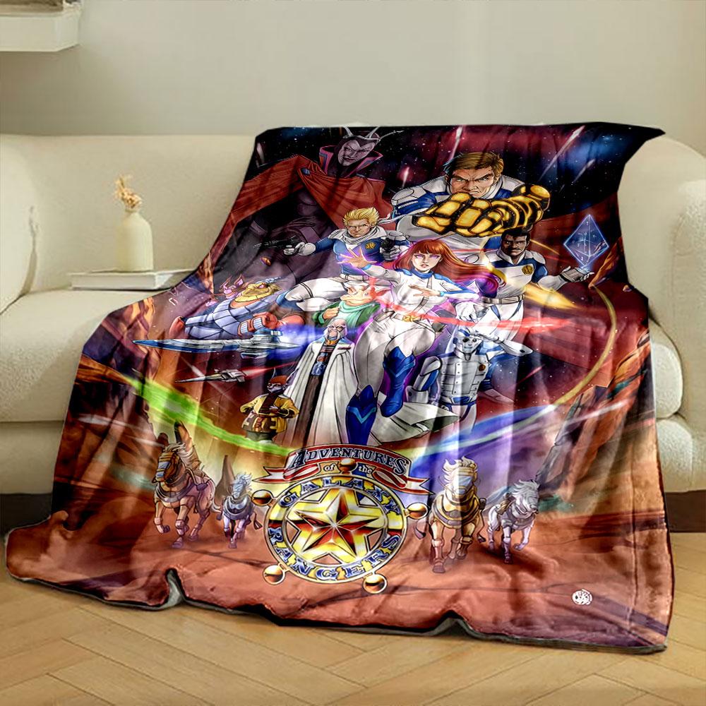 A futuristic, space-themed team of heroes and alien characters in action. for all seasons blanket lunch break throw gift
