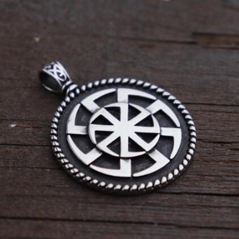 Винтажное скандинавское славянское коловрат с символом Солнца, металлическое ожерелье с подвеской, потрясающий орнамент