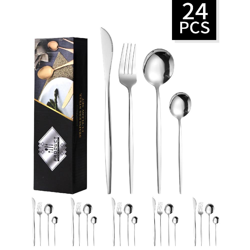 Набор столовых приборов Посуда из нержавеющей стали Набор из 24 ножей Вилки и ложки