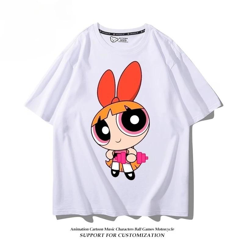 Летняя Мультяшная Милая Футболка с Принтом Хлопковая Детская Футболка Повседневная Модная Свободная Футболка
