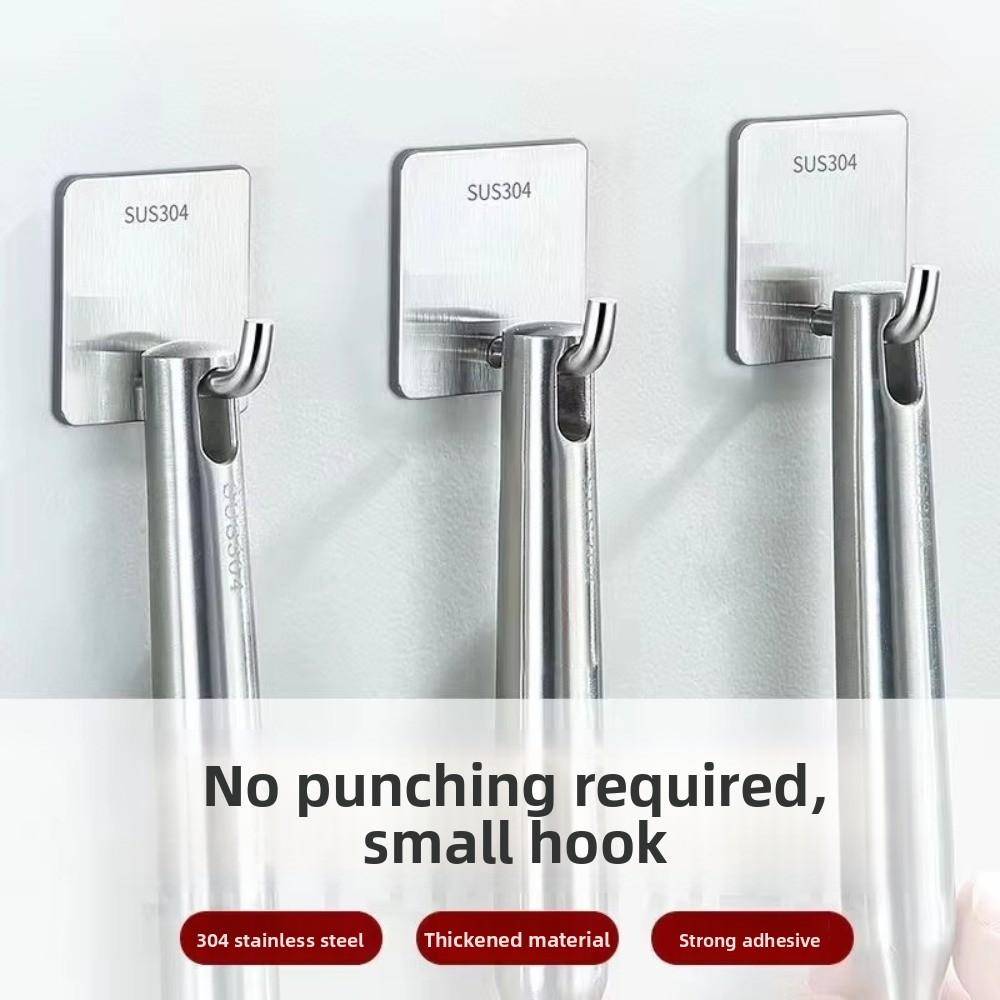 2/10pcs Rustproof Adhesive Hook Waterproof Wall Hook New Stainless Steel Hook  Household Use