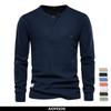 AIOPESON Men Long Sleeve T Shirt 2022 Henley Collar Waffle Long Sleeve Simple Breathable Men's Tee Shirts Solid Color Tops Men Designer T Shirt Men