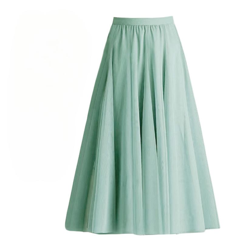 Женская юбка, длинная юбка-качели, тонкая юбка феи с высокой талией до середины тела, танцевальная сетчатая юбка
