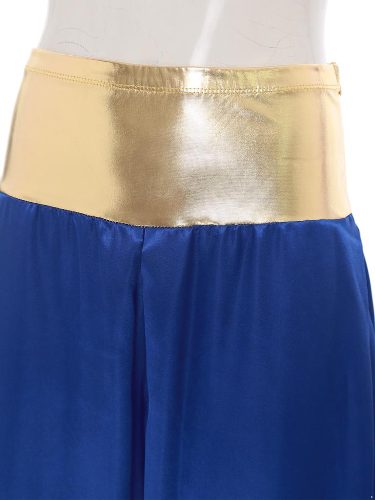 Women Metallic Hippie Pants Arabian Princess Costume Shiny Patchwork Lantern Harem Pants Cosplay Halloween