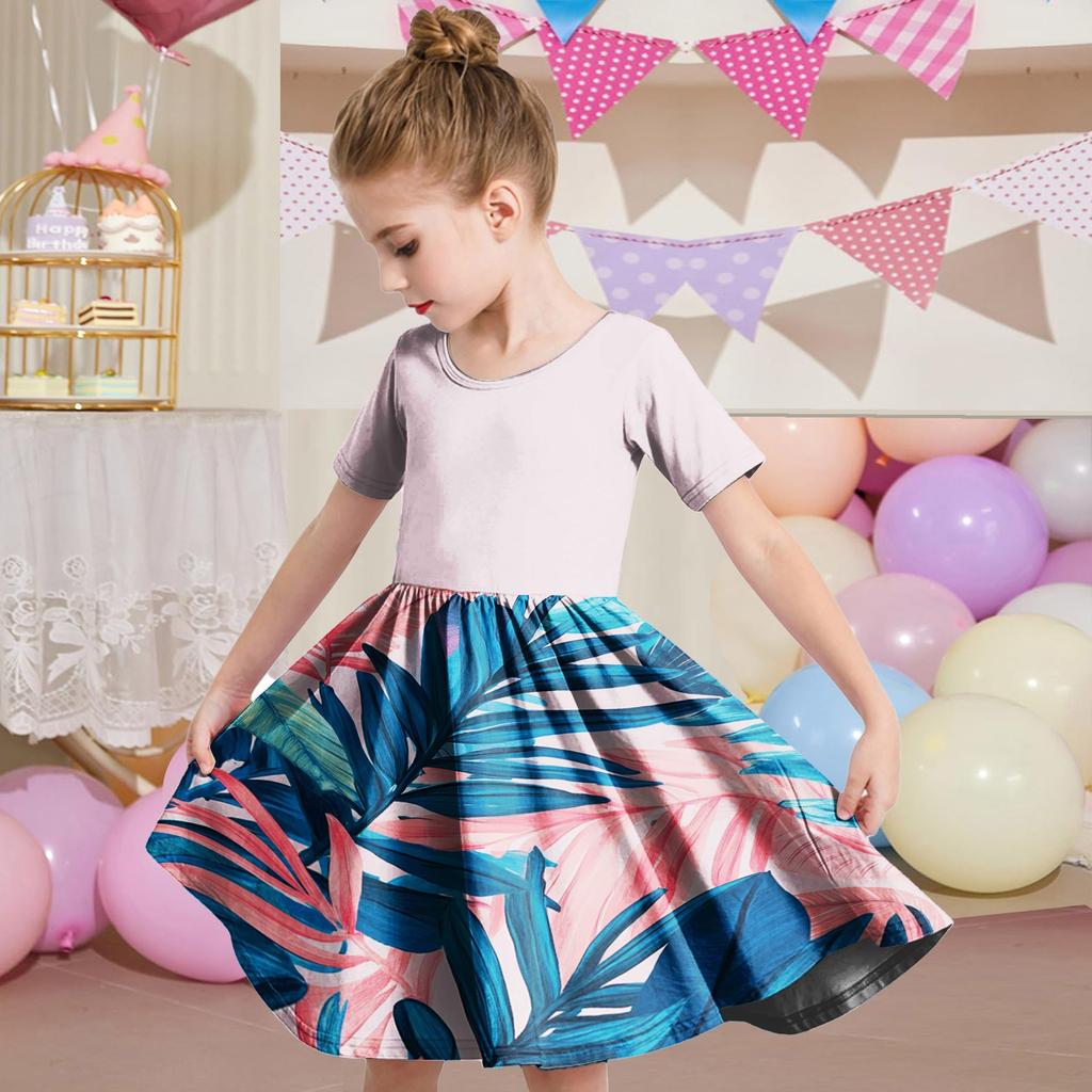 Летнее платье для девочек, платье для малышей, однотонное повседневное платье-футболка с коротким рукавом А-силуэта