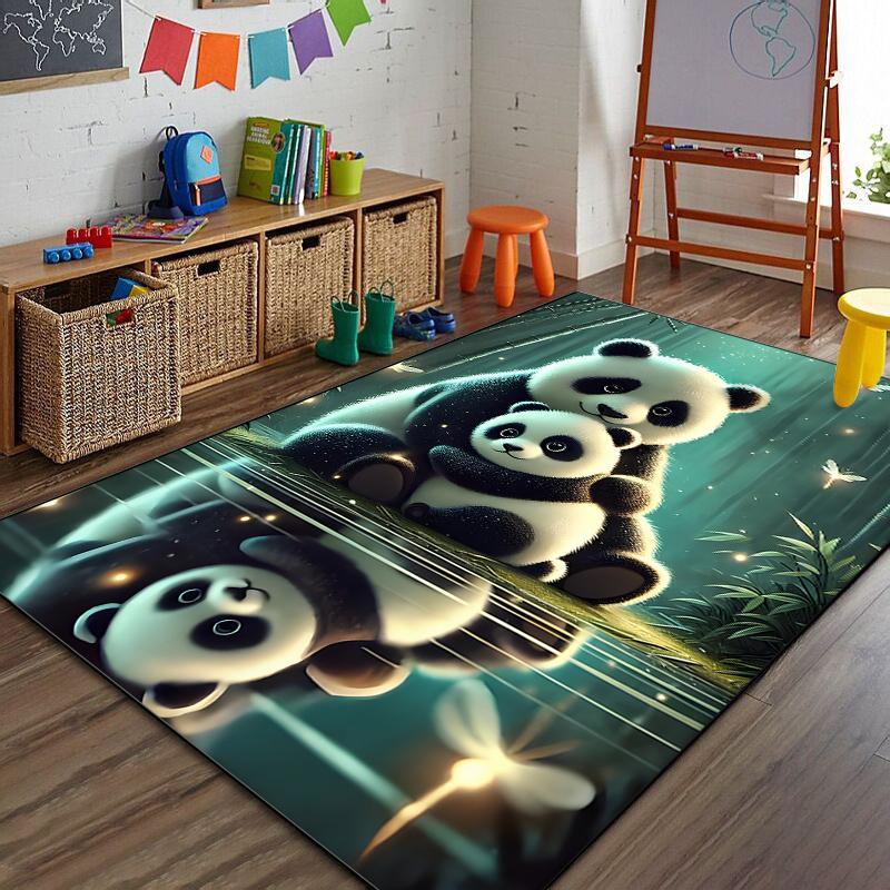 6 Style Panda Print Cartoon Carpet for Living Room Bedroom Bedside Floor Mat Cloakroom Children Playing Mat Area Rug Large Size