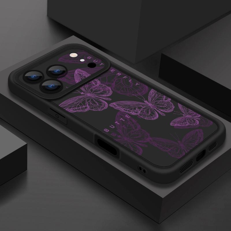 Розовый чехол с бабочками для iPhone 17 Pro Max Чехол iPhone 16 15 14 13 Pro Max 11 17e 16e Ударопрочный бампер Мягкий силиконовый чехол для телефона