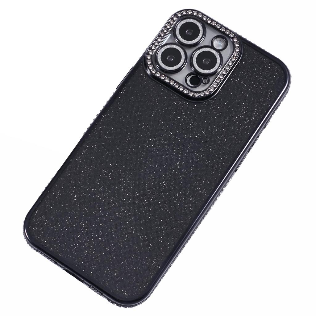 Чехол для iPhone 16 Pro Max Защита объектива камеры Прозрачная задняя крышка телефона Декор стразами с блестящей бумагой