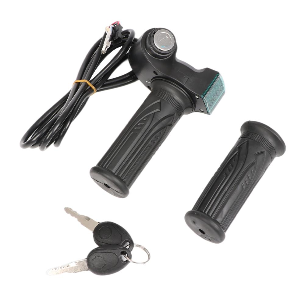 Electric E-Bike Twist Throttle 24/36/48/60/72V LED Digital Meter Electric Bike Handlebar With Power Switch Bicycle Accessories