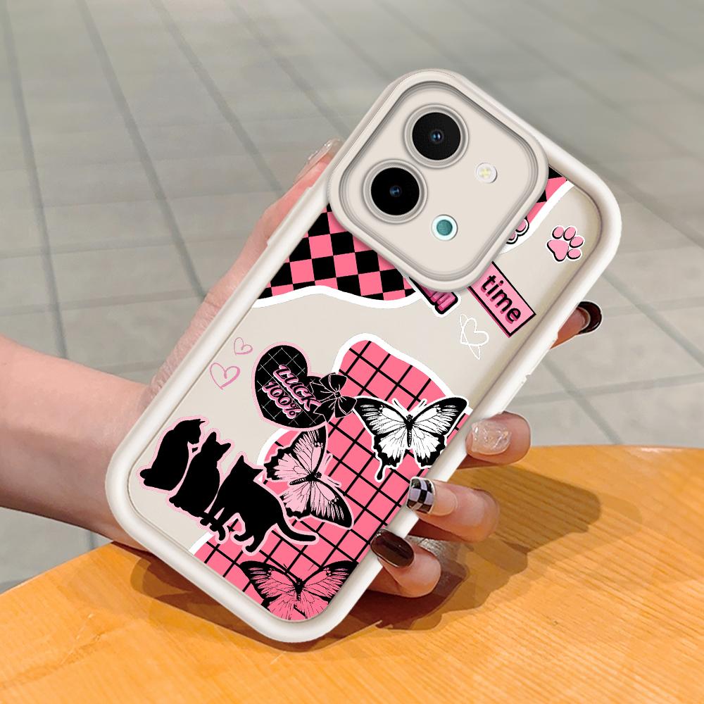 Для Huawei P50 Pro P40 Honor 8X 9X X9 Tecno Spark Go Infinix Smart 8 Vivo V29 V30 Y02 Y16 мягкий защитный чехол для полнообъективного телефона с изображением милой бабочки-кошки