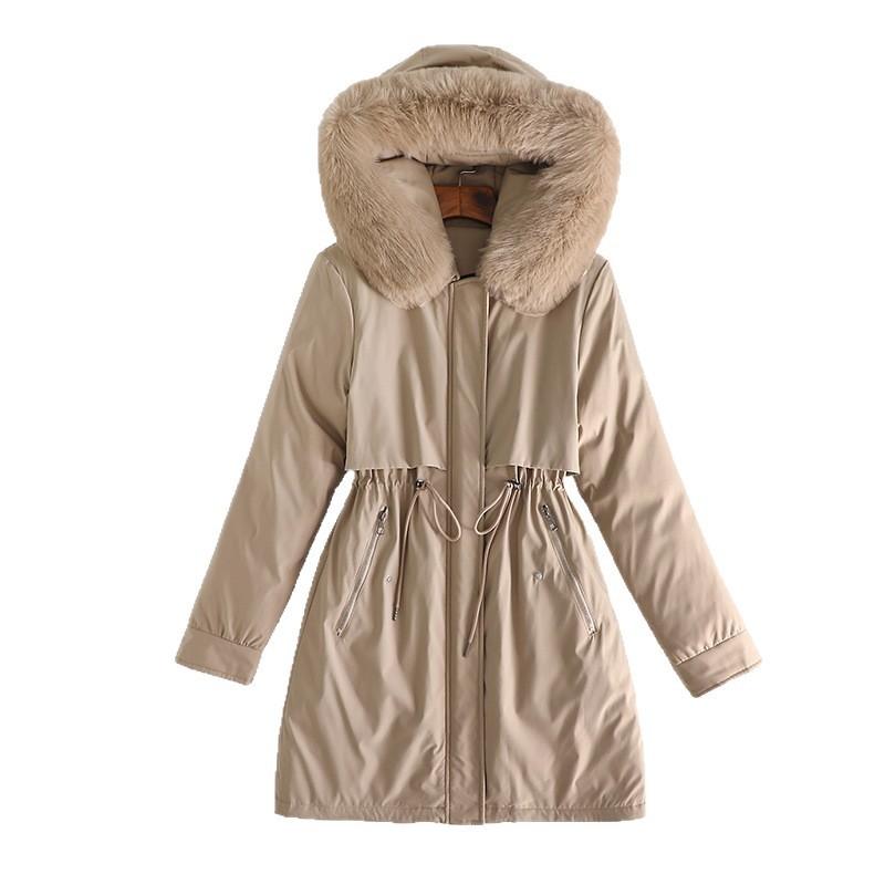 Winter large waist medium and long fashion warm thickened cotton clothes pie overcome women's coat cotton-padded sweater collar new