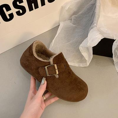 Женская хлопковая обувь Birkenstock 2025 новая осенне-зимняя обувь-тапочки с мехом, зимние велюровые ботинки-бини, теплая женская обувь