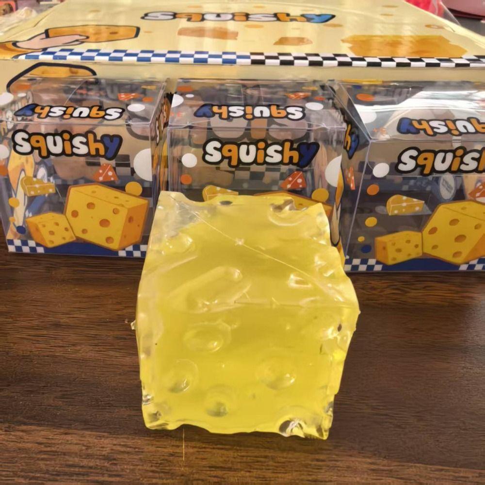 Moldable Cheese Squishy Toy Triangle Sensory Fidget Ball Novelty Cheese Cube Ball Xmas Gift