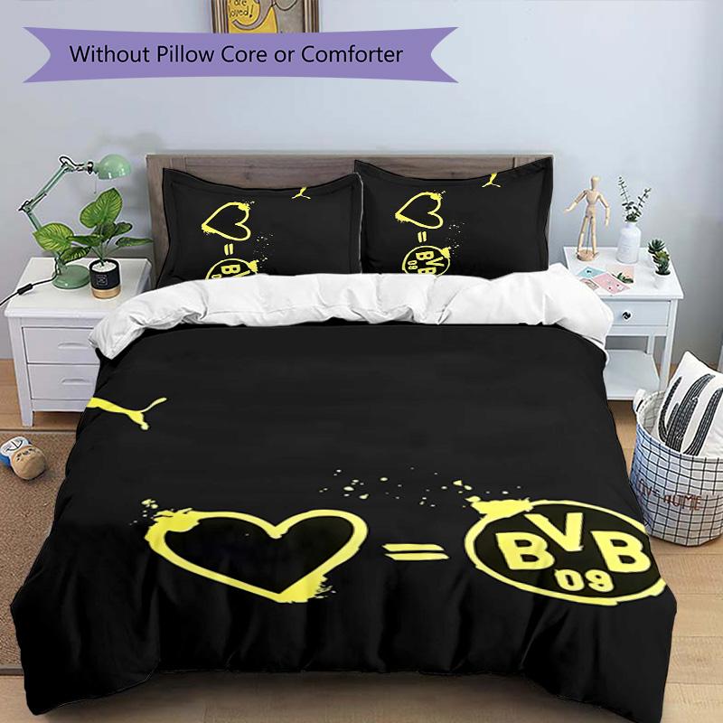 3pcs Borussia Dortmund pattern bedding set duvet cover set includes duvet cover &pillowcases,perfect all season bedroom decoration&gift