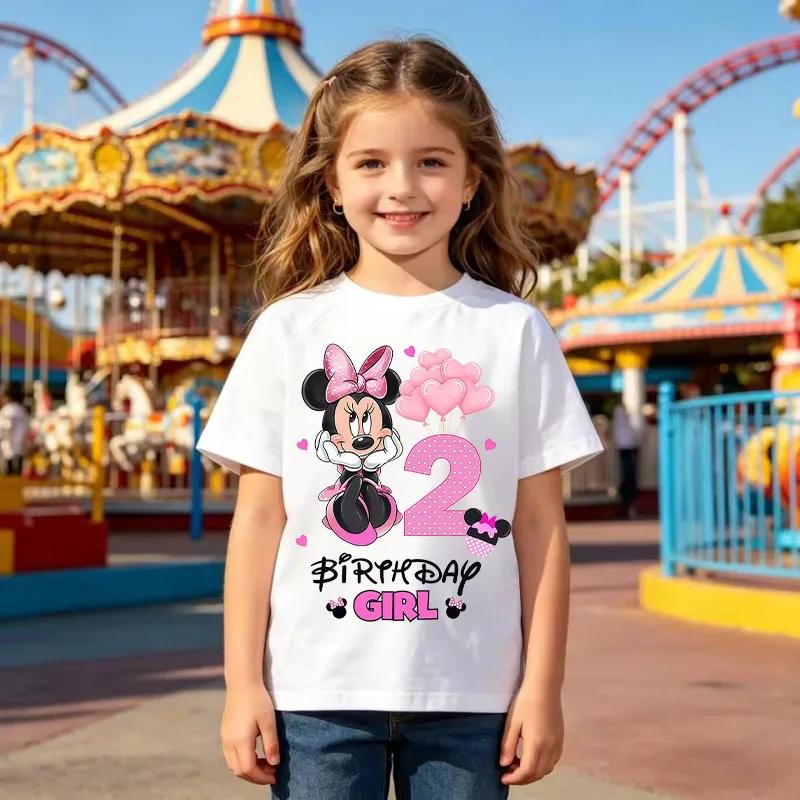 Mickey Mouse Child Birthday Clothes Girl Boy Number T Shirt Cartoon Print Kids Tee Baby Top Summer Infant Cute Short Sleeve Gift
