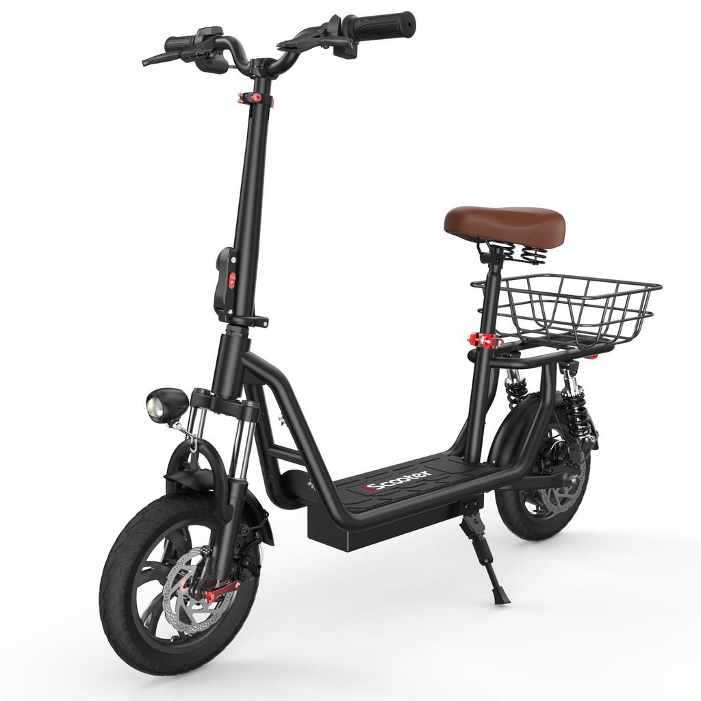 iScooter I12 City Commuting Electric Scooter 500W Motor 36V7.5Ah Battery 12 Inch Road Tires E-Scooter Outdoor Riding EScooter With Rear Basket