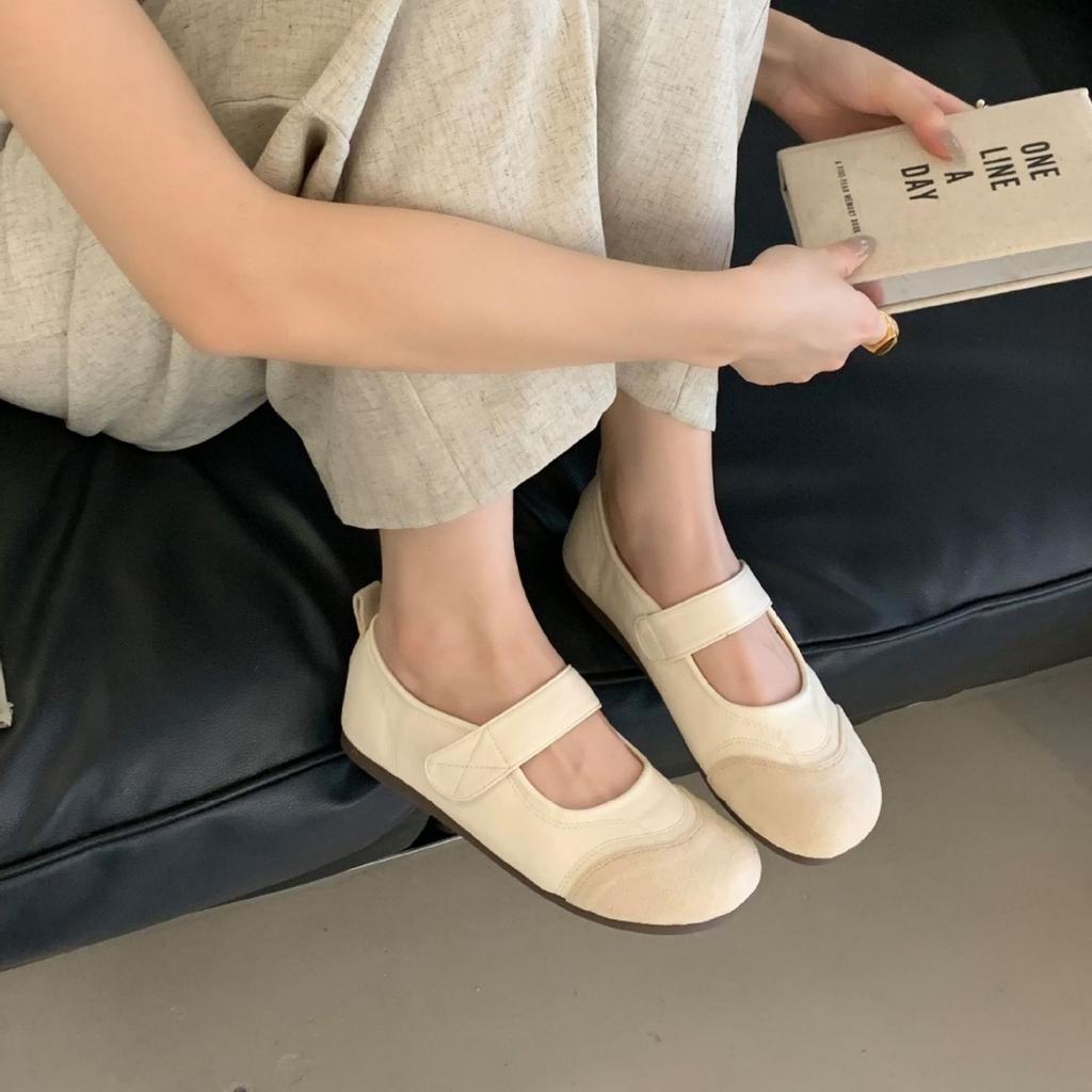 French Single Shoes Women's 2025 New Summer Soft Sole Not Tired Feet Flat Mary Jane Women's Shoes with Skirts Doudou Shoes