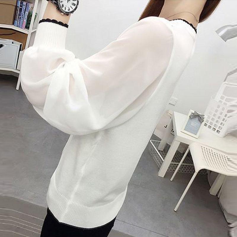 Ледяной шелковый шифоновый трикотаж, пуловер, женский топ с длинными рукавами, весенне-осенний маленький свитер с ароматом, ажурный пуловер, свитер