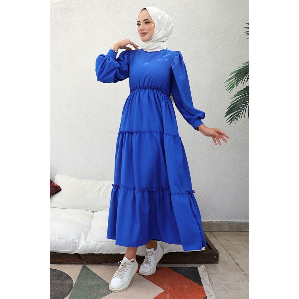 Benay Floor Detail Hijab Dress 1102- Black