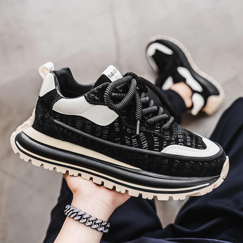 Мужские ретро кроссовки колор-блок: Весенние повседневные уличные кроссовки на толстой подошве для увеличения роста