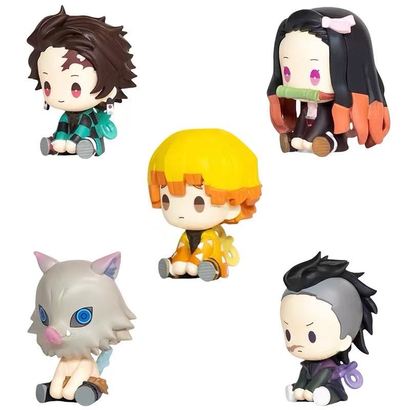 Genuine Action Figure Kimetsu No Yaiba Akaza Kochou Shinobu Genuine Action Figure Small Round Eyes Gacha Figure Model Toys