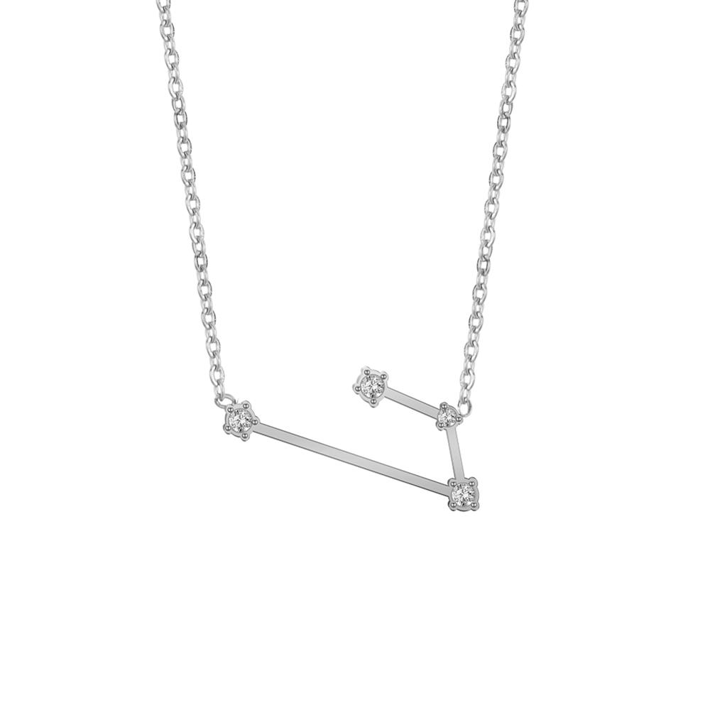 Clear Zircon Constellation Necklace Women Capricorn Libra Aries Leo Virgo Taurus Stainless Steel Horoscope Zodiac Necklaces Gift