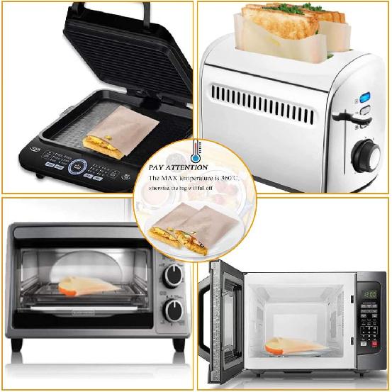 Пакеты для тостера Reble для сэндвичей с сыром на гриле | Самые безопасные на рынке - 100% без БФА и глютена | Антипригарный пакет для тостов (4шт)