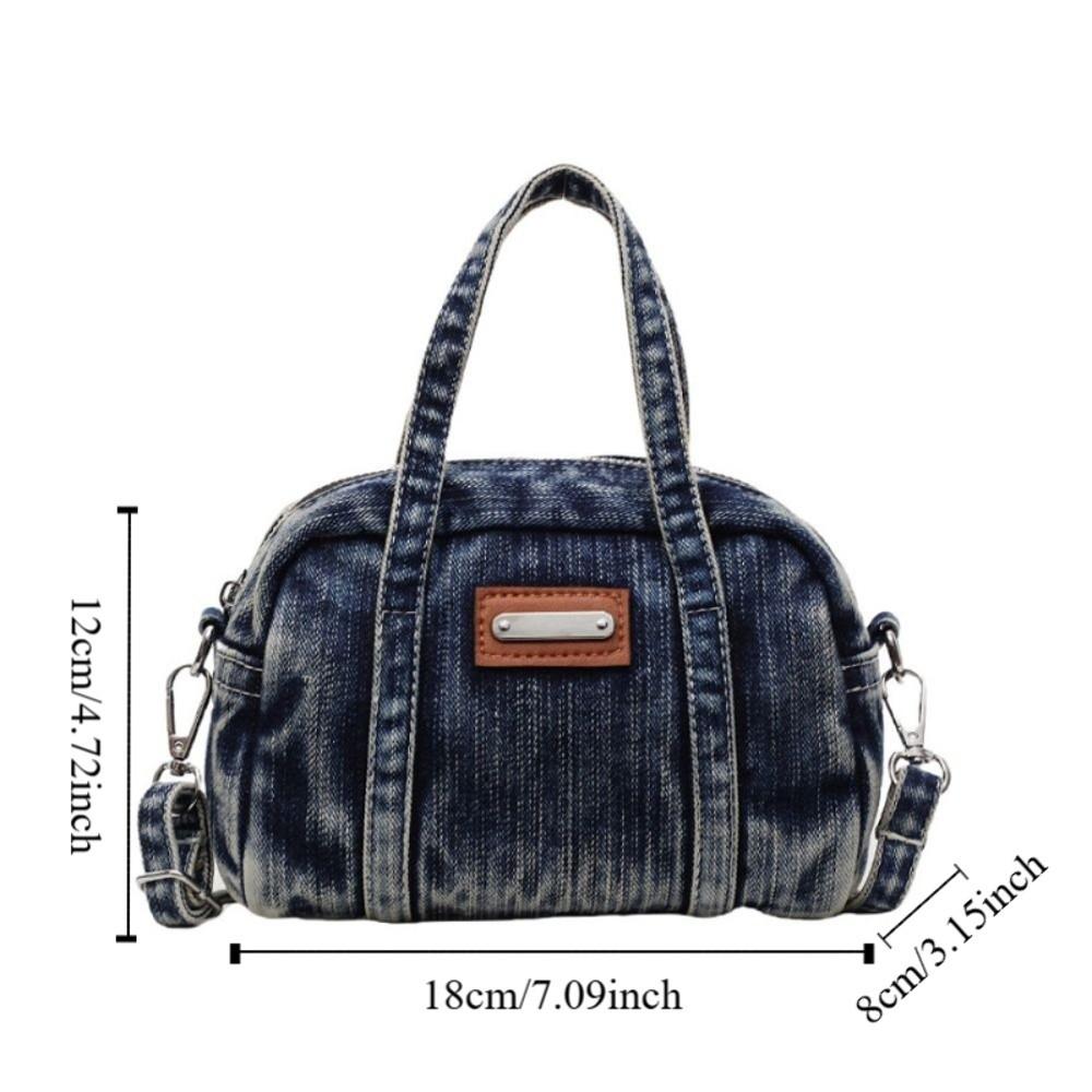 Винтажная сумка в уличном стиле Y2K Однотонная сумка кроссбоди Портативная джинсовая парусиновая сумка Девушка