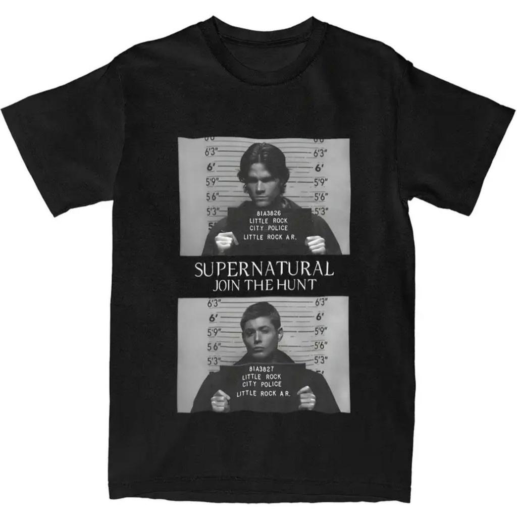 Retro Street Unisexs Supernatural TV Drama Retro Photo Pattern Tshirt Unisexs Tshirt Summer New Style Unisex Casual Tshirt