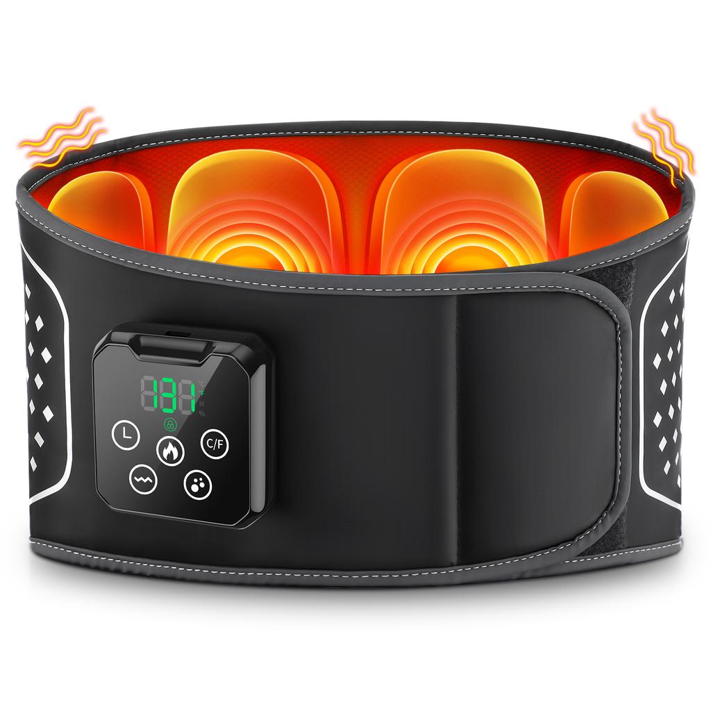 4 Modes Waist Massage Belt with Touch Screen Controller Air Compression Heating Vibration Back Massager Lumbar Brace Belt