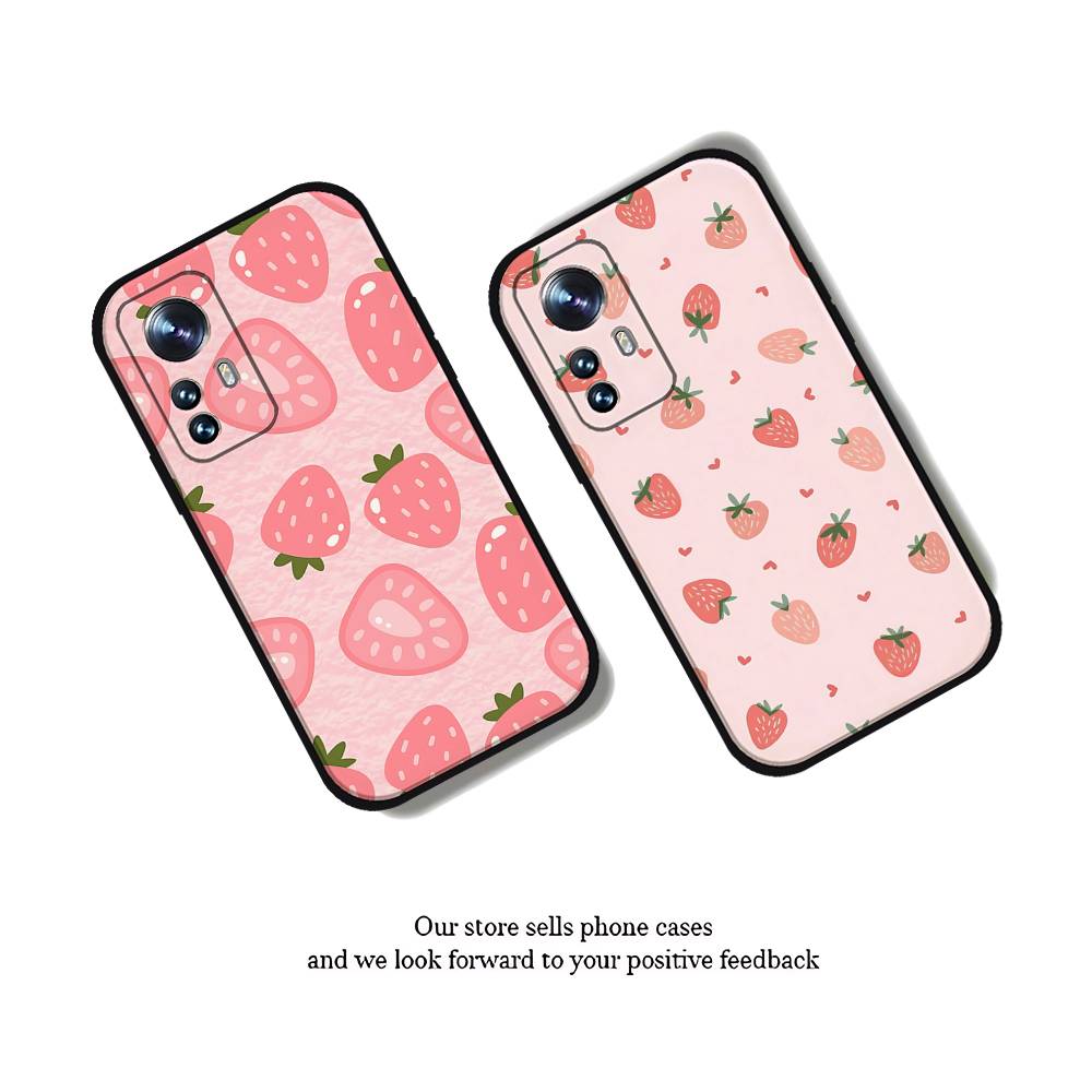 C-Cute-S-Клубника Черный Ударопрочный Чехол Для Телефона Плотно Прилегающий Для Xiaomi 12,11,12S Ultra & Redmi Note 11,10T,9,9A,8Pro,8T,5G