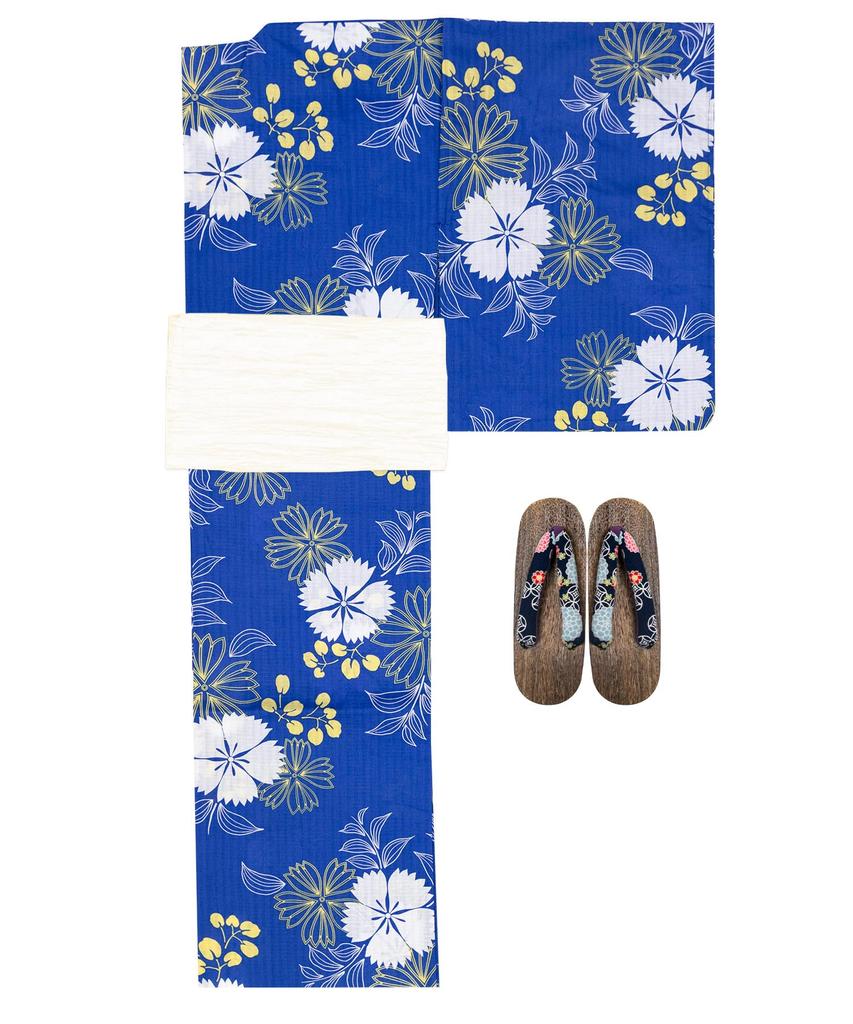 Юката комплект для подростков ретро смена плетения комплект из 3 предметов Heiko C для девочек Gunjo [KYOETSU] (Юката, Оби, Гета) (110см, 9. Надешико)