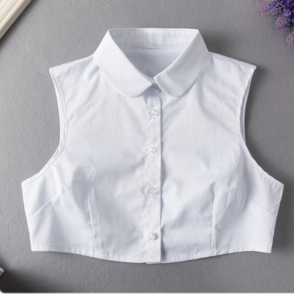 «2025 Женская универсальная рубашка без рукавов из шифона с ложным воротником — весна/лето в корейском стиле»