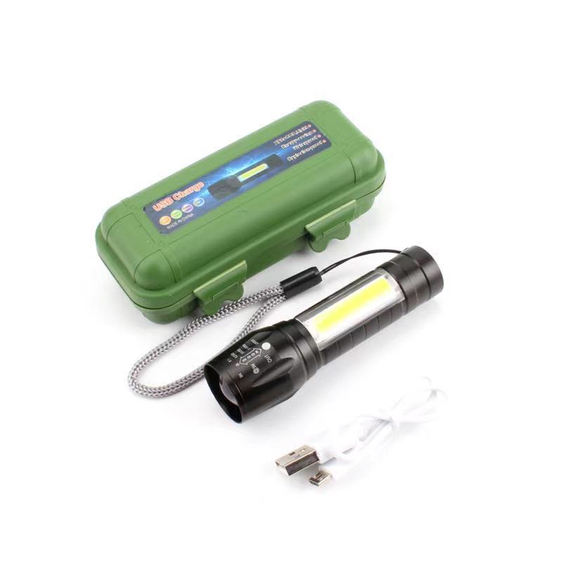 Waterproof Portable COB LED Tactical USB Portable Flashlight Strong Light High-power Rechargeable Zoom Outdoor LED Flashlight