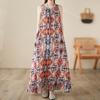 Sleeveless Cotton Vintage Floral New Dresses for Women Casual Loose Long Summer