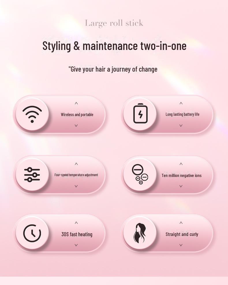 Беспроводная керамическая щетка для выпрямления волос с USB, отрицательной ионизацией, двойного назначения для сухих и влажных волос