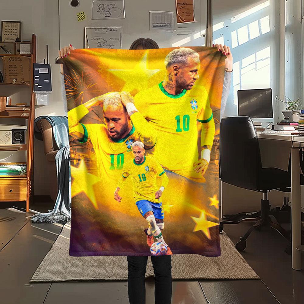 1PC Neymar Patterned Flannel Blanket Suitable For All Seasons for Home Decor Warmth and Comfort Gifts Holiday Present