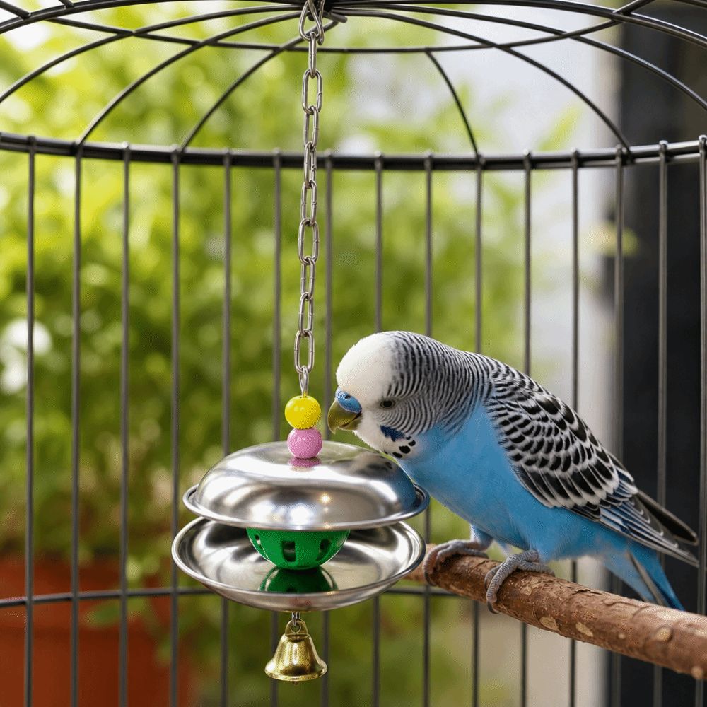 Bite Resistant Parrot Bell Pendant Colored Beads Parrots Chew Swing Bird Cage Toys  Beak Exercise