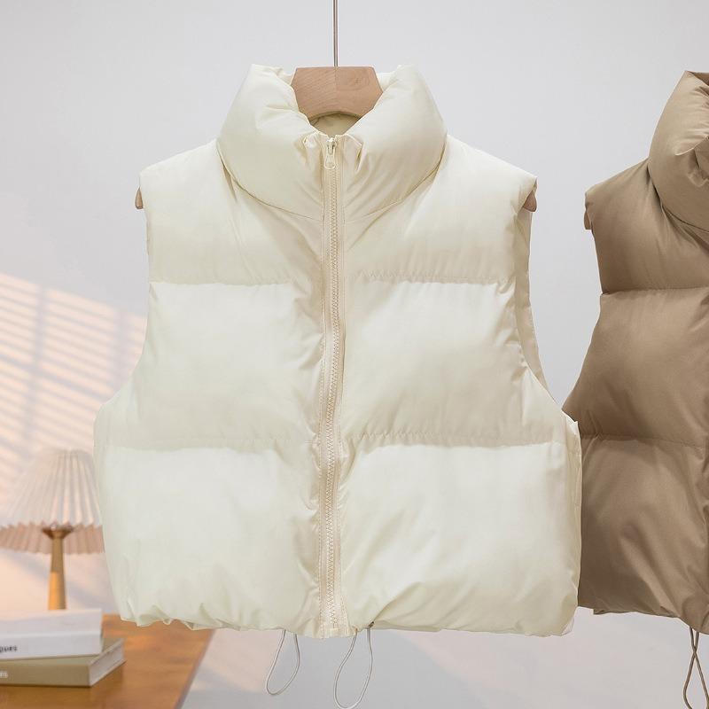 Хлопковый жилет женский короткий воротник-стойка толстый безрукавный жилет с подкладкой жилет жилет жилет куртка Tide