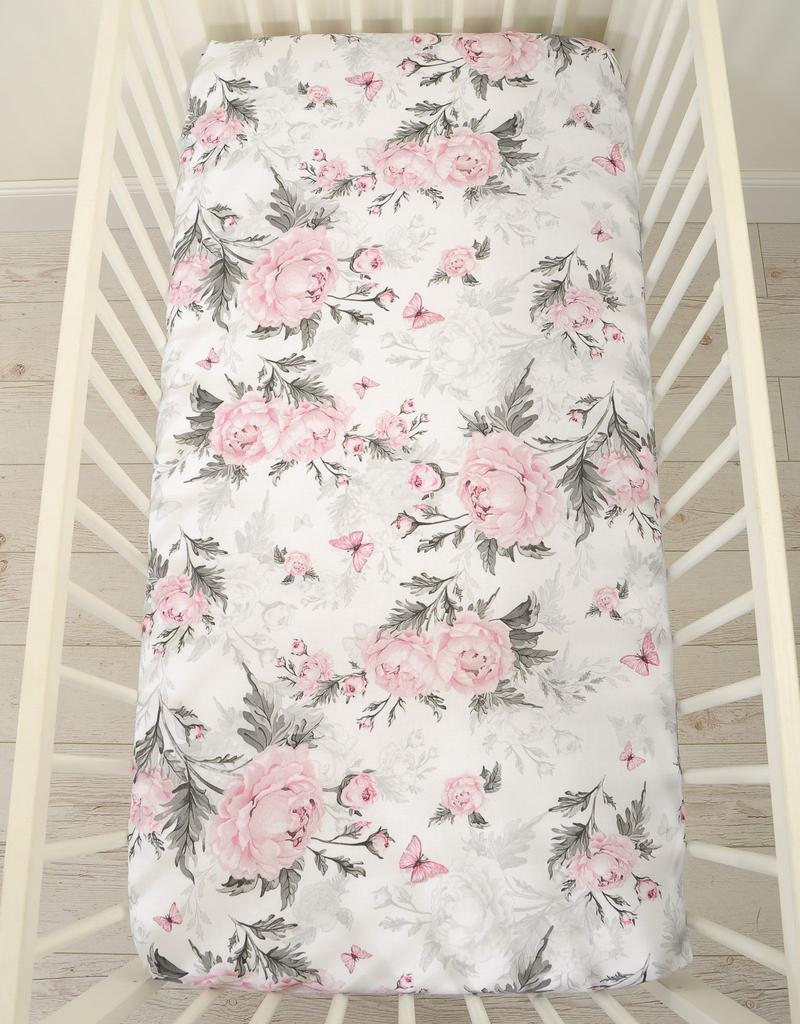 Cotton fitted sheet for a crib 120x60 cm - romantic peonies