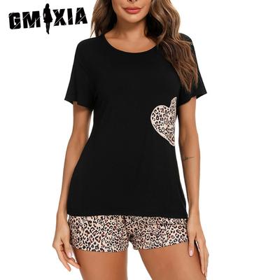 Весенне-летняя пижама в клетку с надписью Love, с круглым вырезом, с короткими рукавами и шортами, два комплекта домашней одежды