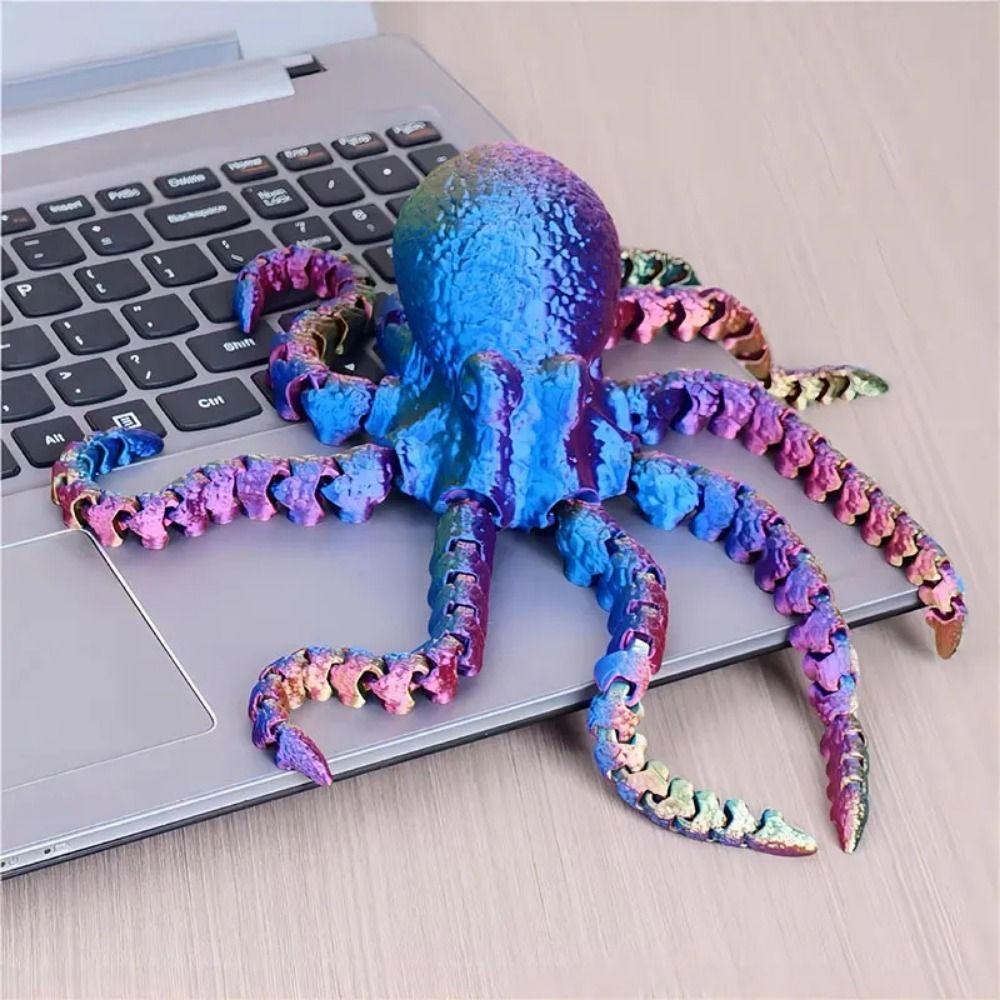 Jointed Body 3D Printed Octopusfish Octopusfish Figurine Poseable Tentacles Tabletop Decoration