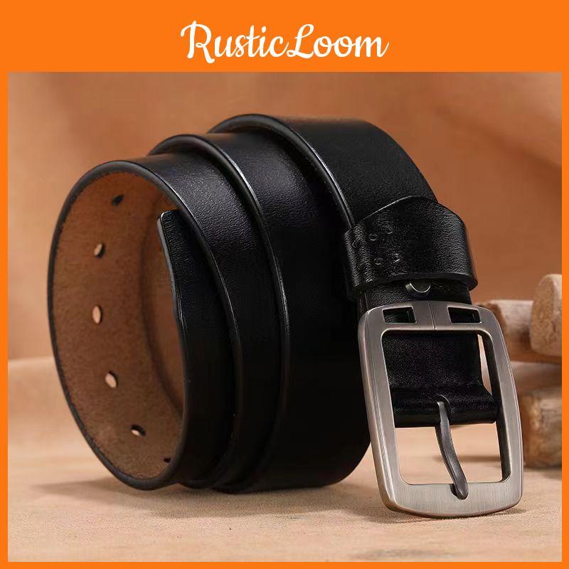 Men Stylish Genuine Leather Belt With Square Alloy Buckle For Daily Office Wear