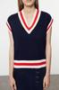 Women's Elegance Style Sweater Navy Blue V-Neck Knitwear Sweater