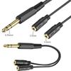Aux Cable Audio Extension Line Headphone Y Splitter 6.35mm Male To 2 Port 3.5mm Female Stereo Adapter ConverterCord Line