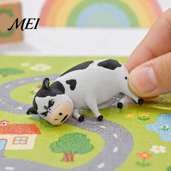 Корова Коллекционная Фигурка 3D Печатная Молочная Фигурка, Мультяшная Статуэтка Коровы для Декора Стола, Украшение для Полки в Офисе, Мини-Скульптура для Домашнего Офиса, Подарок Животное