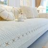 Мытый хлопковый диванный коврик Four Seasons, универсальный чехол для дивана для гостиной, Нескользящий чехол для дивана с вышивкой, однотонная подушка для дивана