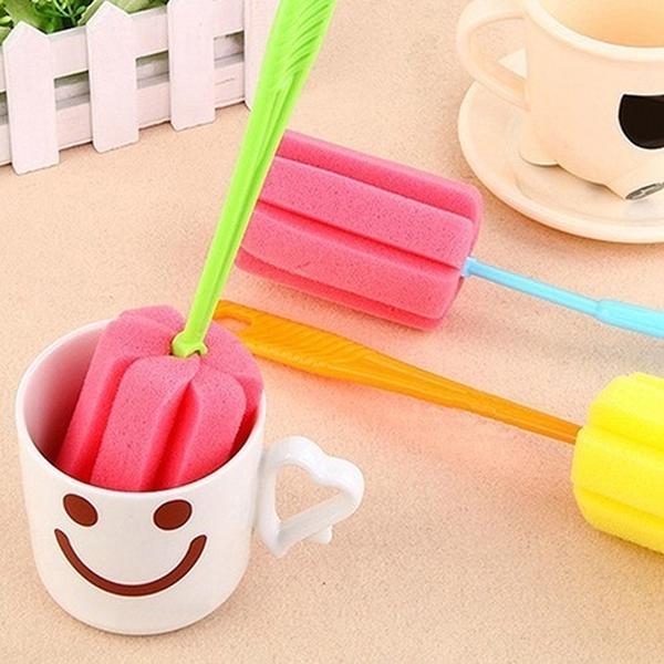 2pcs Kitchen Cleaning Tool Sponge Brush for Wineglass Bottle Coffe Tea Glass Cup Color Random
